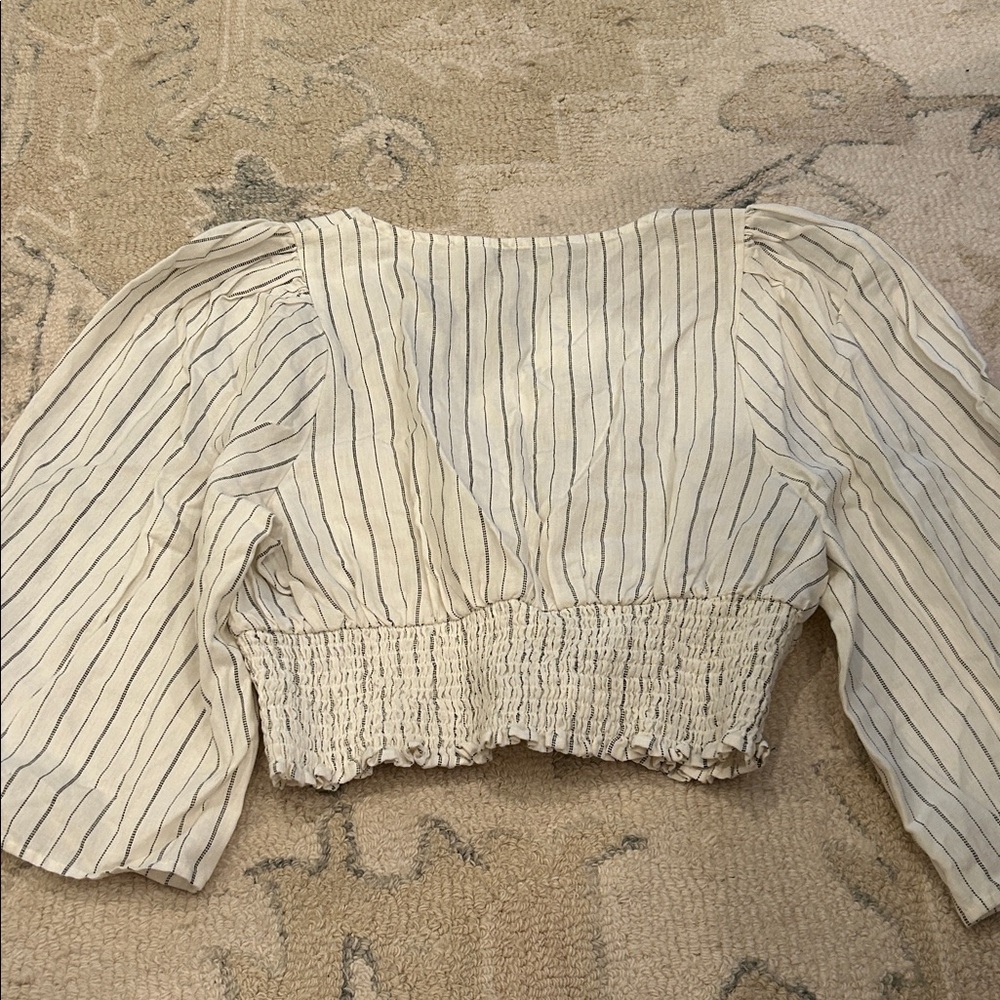 Zara Cream Striped Wrap Blouse - Picture 3 of 3